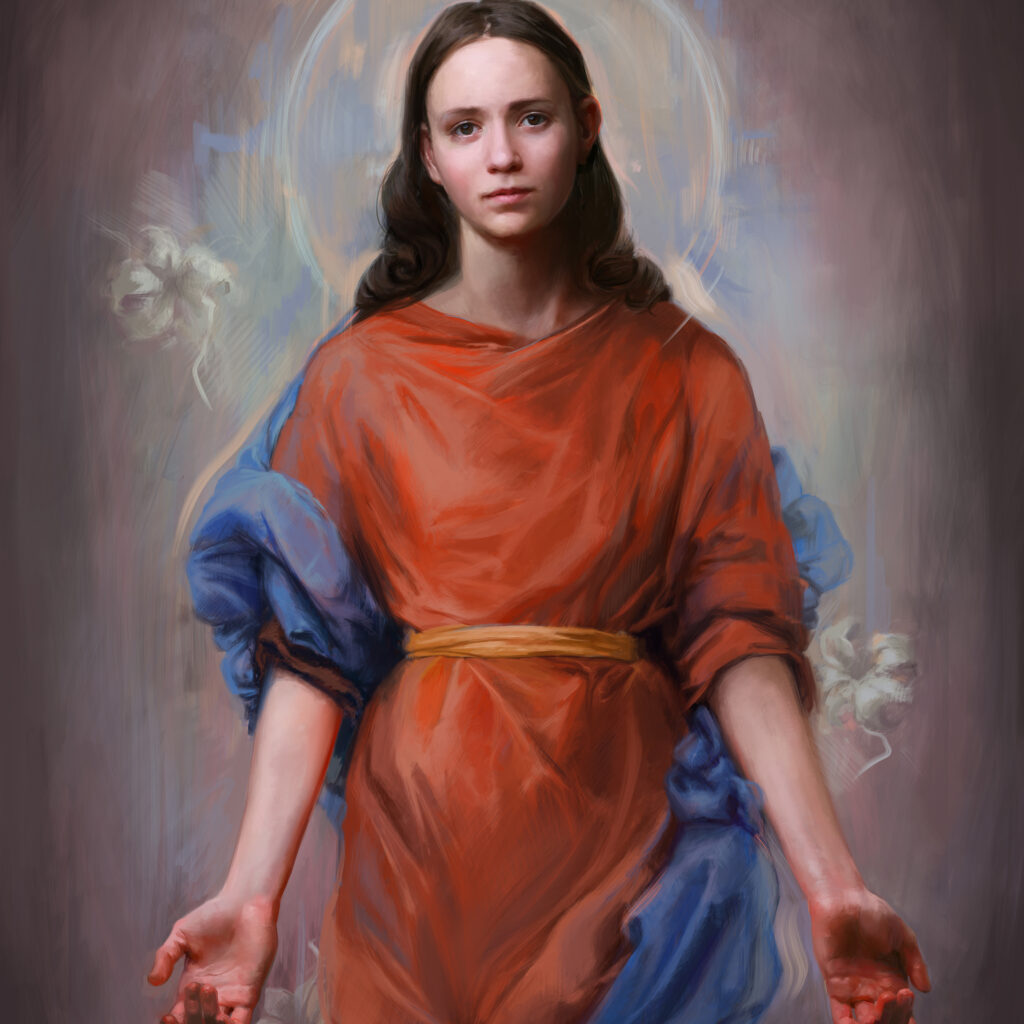 Gabrielle Schadt Fine Art and Illustration Catholic Art Sacred Art Religious Art St. Joseph Mary Mother of God Immaculate Heart of Mary Oil Painting Classes digital artist how to art how to draw how to paint learn art art course